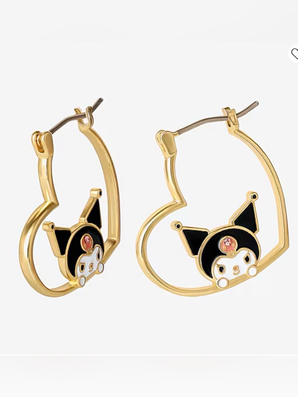 Sanrio | Kuromi Gold-Plated Crystal Heart Hoop Earrings
